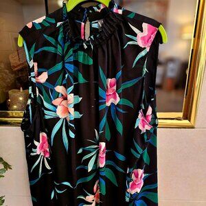 Tropical print sleeveless top
